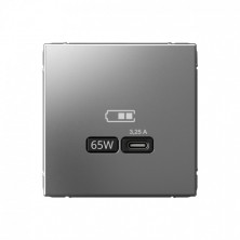 Зарядное устройство USB тип-С 65Вт высокоскор.заряд. QC, PD, механизм, Schneider Electric Art Gallery Сталь GAL000927