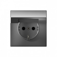 Розетка силовая со шторками и крышкой IP20, Schneider Electric Art Gallery Сталь GAL000946