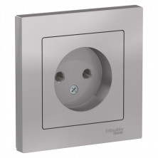 Розетка силовая Schneider Electric Atlas Design без заземления, в сборе, алюминий ATN000340