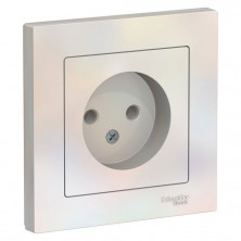 Розетка силовая Schneider Electric Atlas Design без заземления, в сборе, жемчуг ATN000440