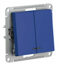 Выключатель двухклавишный Schneider Electric Atlas Design с подсветкой, аквамарин ATN001153