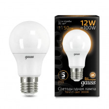 Лампа светодиодная Gauss E27 12W 3000K матовая 102502112
