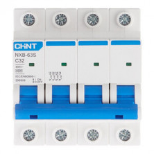 Автоматический выключатель CHINT NXB-63S 4P 32А 4.5kA 400В х-ка C (R) 296908