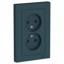 Розетка двойная Schneider Electric Atlas Design без заземления, в сборе, изумруд ATN000820