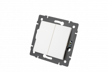 Механизм выключателя двухклавишный проходной Arlight SWT-MKP2-PL-WH-V (250V, 10A) 049892