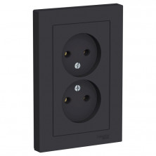Розетка двойная Schneider Electric Atlas Design без заземления, в сборе, карбон ATN001020
