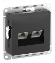 Розетка двойная Systeme Electric Atlas Design RJ-45 кат. 6a, карбон ATN001088