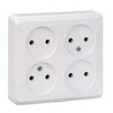 Розетка 4К без шторок 16А 250B Белая Schneider Electric Этюд PA16-205B