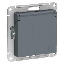 Розетка силовая Schneider Electric Atlas Design со шторками и крышкой, грифель ATN000746
