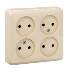 Розетка 4К без шторок 16А 250B Кремовая Schneider Electric Этюд PA16-205K