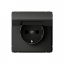 Розетка силовая со шторками и крышкой IP20, Schneider Electric Art Gallery Базальт GAL001446