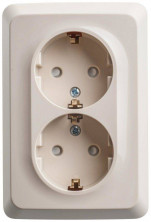 Розетка 2К+З угловая со шторками Кремовая 16А Schneider Electric Этюд PA16-108K