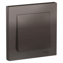 Выключатель одноклавишный Schneider Electric Atlas Design в сборе с рамкой, мокко ATN000612