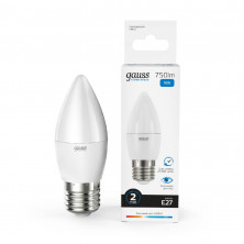 Лампа светодиодная Gauss E27 10W 6500K свеча матовая 30230