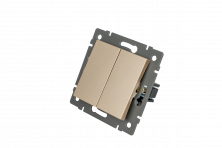 Механизм выключателя двухклавишный непроходной Arlight SWT-MK02-PL-GD-V (250V, 10A) 049890