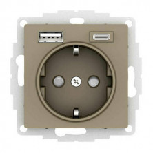 Розетка 16А с USB A+C (5В/2,4А/3 А, 2х5В/1,5А) Systeme Electric AtlasDesign ATN000532
