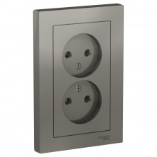 Розетка двойная Schneider Electric Atlas Design без заземления, в сборе, сталь ATN000920