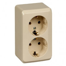 Розетка 2К+З со шторками 16А 250B Кремовая Schneider Electric Этюд PA16-008K