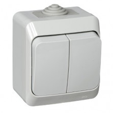 Выключатель двухклавишный 10АХ IP44 серый Schneider Electric Этюд BA10-042C