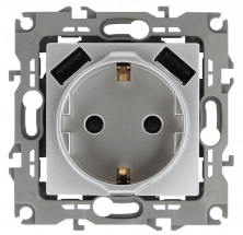 Розетка 2P+E со шторками и 2xUSB Эра 14-4109-03 Б0047869