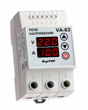 Однофазное реле напряжения DigiTOP VA-63 на DIN-рейку с контролем тока
