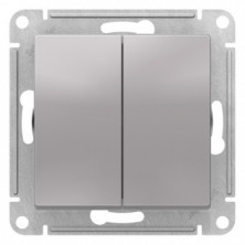 Переключатель 2-клавишный перекрестный, 2 x сх. 7, 10АХ, Systeme Electric AtlasDesign Алюминий ATN000373