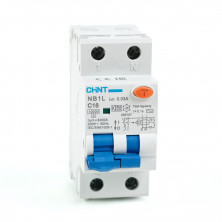 Дифференциальный автомат АВДT CHINT NB1L 1P+N 10kA х-ка С 16А тип АС 30mA (R) 203107