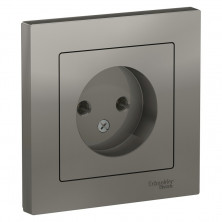 Розетка силовая Schneider Electric Atlas Design без заземления, в сборе, сталь ATN000940