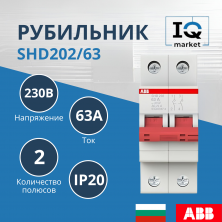 Рубильник 2P SHD202/63 ABB 2CDD272111R0063