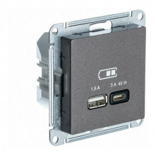 Зарядное устройство USB Type - A+C 45W высокоскоростная зарядка QC, PD Systeme Electric Atlas Design мокко ATN000629