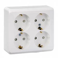 Розетка 4К+З со шторками 16А 250B Белая Schneider Electric Этюд PA16-208B