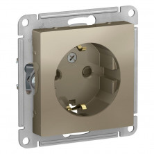 Розетка силовая Systeme Electric Atlas Design со шторками, шампань ATN000545