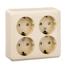 Розетка 4К+З со шторками 16А 250B Кремовая Schneider Electric Этюд PA16-208K