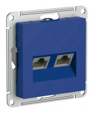 Розетка двойная Schneider Atlas Design RJ-45 кат. 5е, аквамарин ATN001185