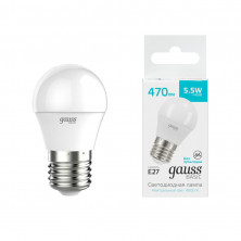 Лампа светодиодная Gauss Basic E27 5,5W 4000K шар белый 30532262