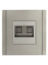 FORTE&PIANO Розетка компьютерная двойная RJ45 кат.5E FP533 сталь IEK