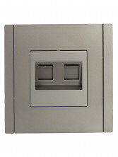 FORTE&PIANO Розетка компьютерная двойная RJ45 кат.6 FP534 сталь IEK