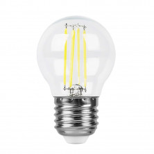 Лампа светодиодная филаментная Feron E27 7W 6400K прозрачная LB-52 38222