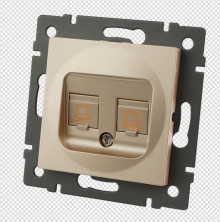Механизм компьютерной розетки двойной Arlight SCT-MPC2-PL-GD-V (RJ-45, CAT6) 049850