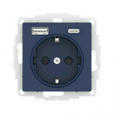 Розетка силовая+USB A+C Schneider Electric Atlas Design аквамарин ATN001132