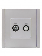 FORTE&PIANO Розетка двойная TV+SAT FP538 сталь IEK