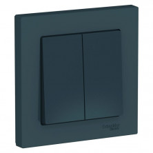 Выключатель двухклавишный Schneider Electric Atlas Design в сборе с рамкой, изумруд ATN000852