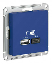 Зарядное устройство USB+Type C Schneider Electric Atlas Design аквамарин ATN001139