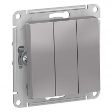 Выключатель трехклавишный Systeme Electric Atlas Design алюминий ATN000331