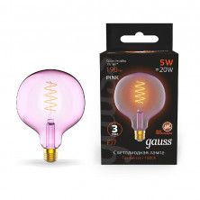 Лампа светодиодная диммируемая филаментная Gauss E27 5W 1800K шар розовый 1011802105