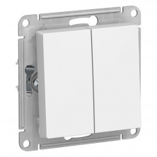 Переключатель двухклавишный Schneider Electric Atlas Design перекрестный, белый ATN000173
