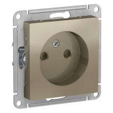 Розетка силовая Schneider Electric Atlas Design со шторками, без заземления, шампань ATN000549