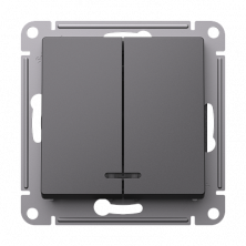 Выключатель двухклавишный Schneider Electric Atlas Design с подсветкой, Базальт ATN001453