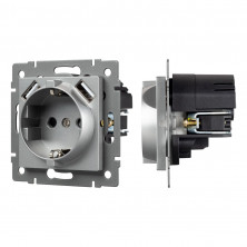 Механизм розетки с USB зарядкой Arlight SCT-MUAA-PL-GR-V (250V, 16A) 049820