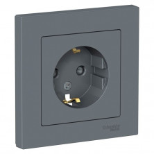 Розетка силовая Schneider Electric Atlas Design со шторками, в сборе, грифель ATN000744
